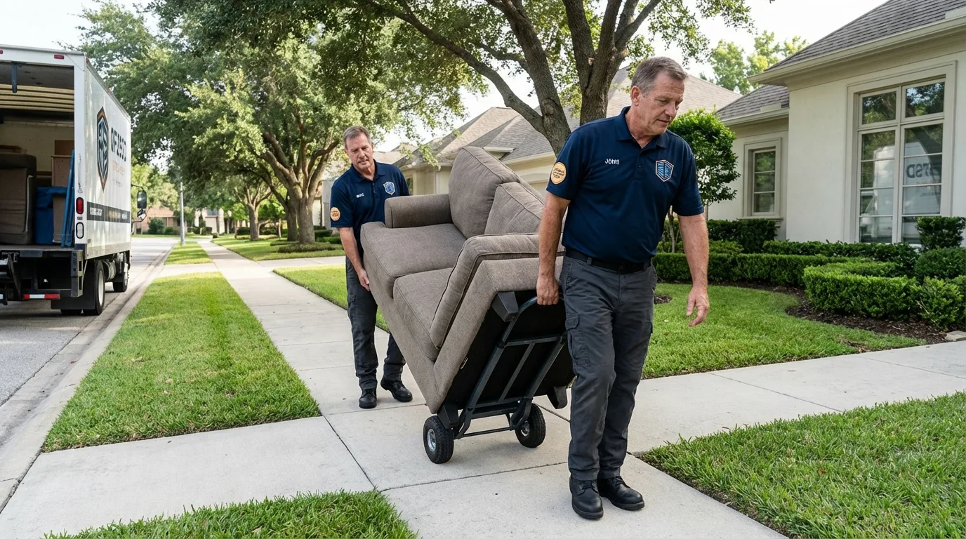 Local residential moving crew loading furniture in Quincy, CA